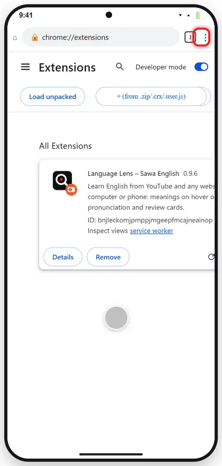 Tap the three dots, then Language Lens, then Sign in with Sawa English