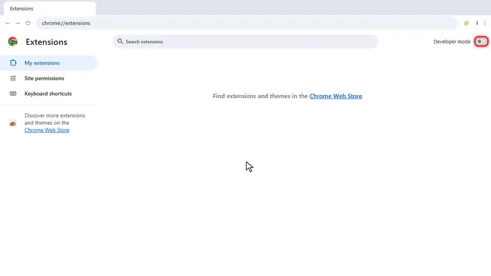 Clicking the Developer mode switch on Chrome’s extensions page: the Load unpacked button appears