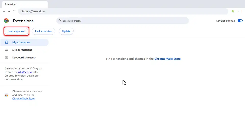 Click Load unpacked, pick the language-lens-chrome folder, press Select Folder, and the Language Lens card appears