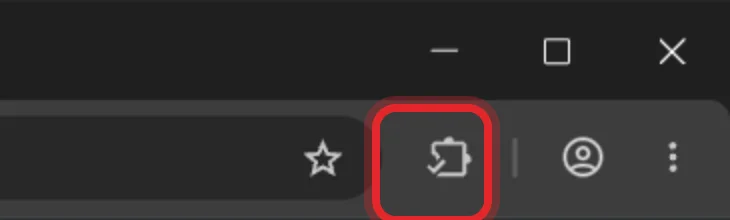 The top right of Chrome with a red ring around the puzzle-piece Extensions icon